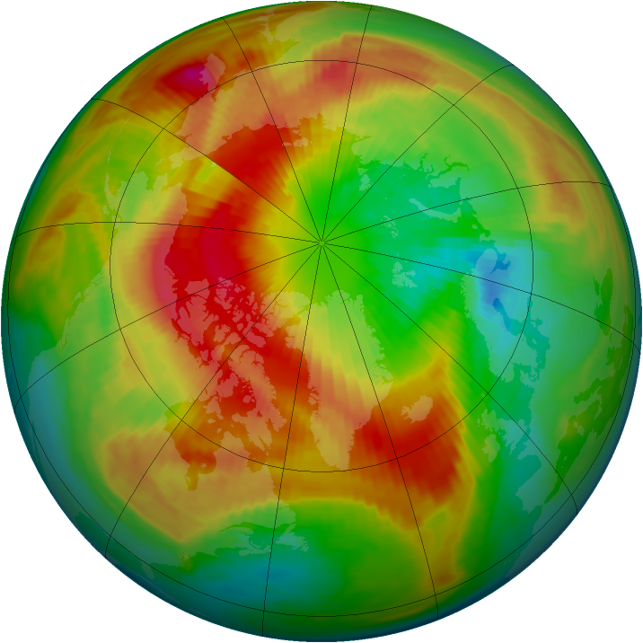 Arctic ozone map for 18 March 1990